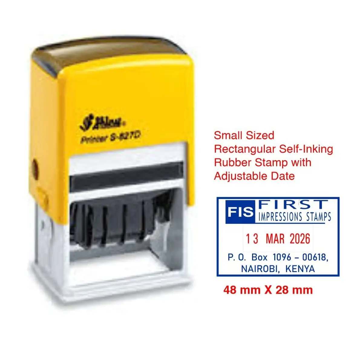 Rectangular dater stamp with sharp date impression for office paperwork in Nairobi Kenya
