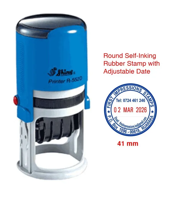 Round self-inking dater stamp Kenya 41mm circular