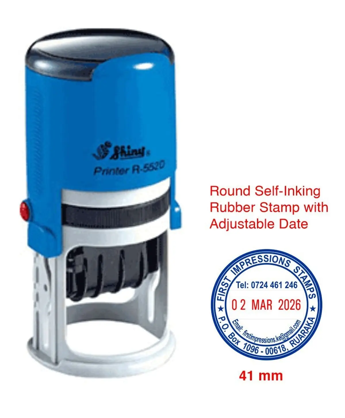Durable round rubber date stamp for business and office use