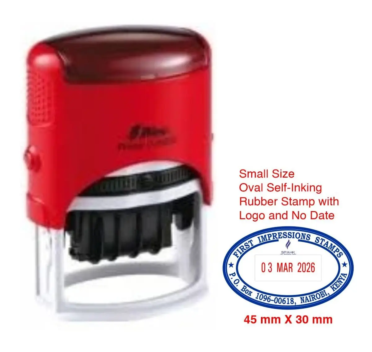 Custom oval dater stamp with clear date impressions for office records
