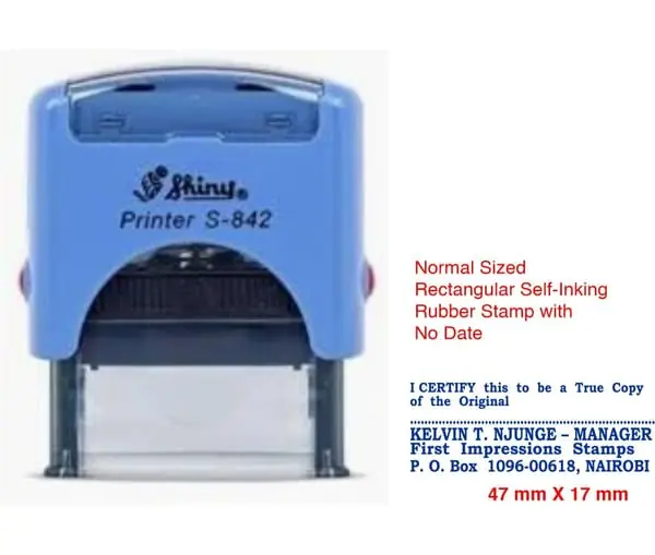 Non-dater self-inking stamp large 69x47mm Kenya with logo