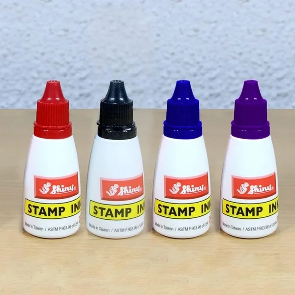 Shiny stamp ink bottle Kenya black red blue violet green orange